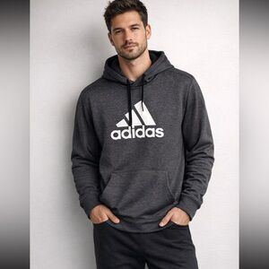 ADIDAS men’s gray hooded pullover Sweatshirt 2 pockets, size 2 XL